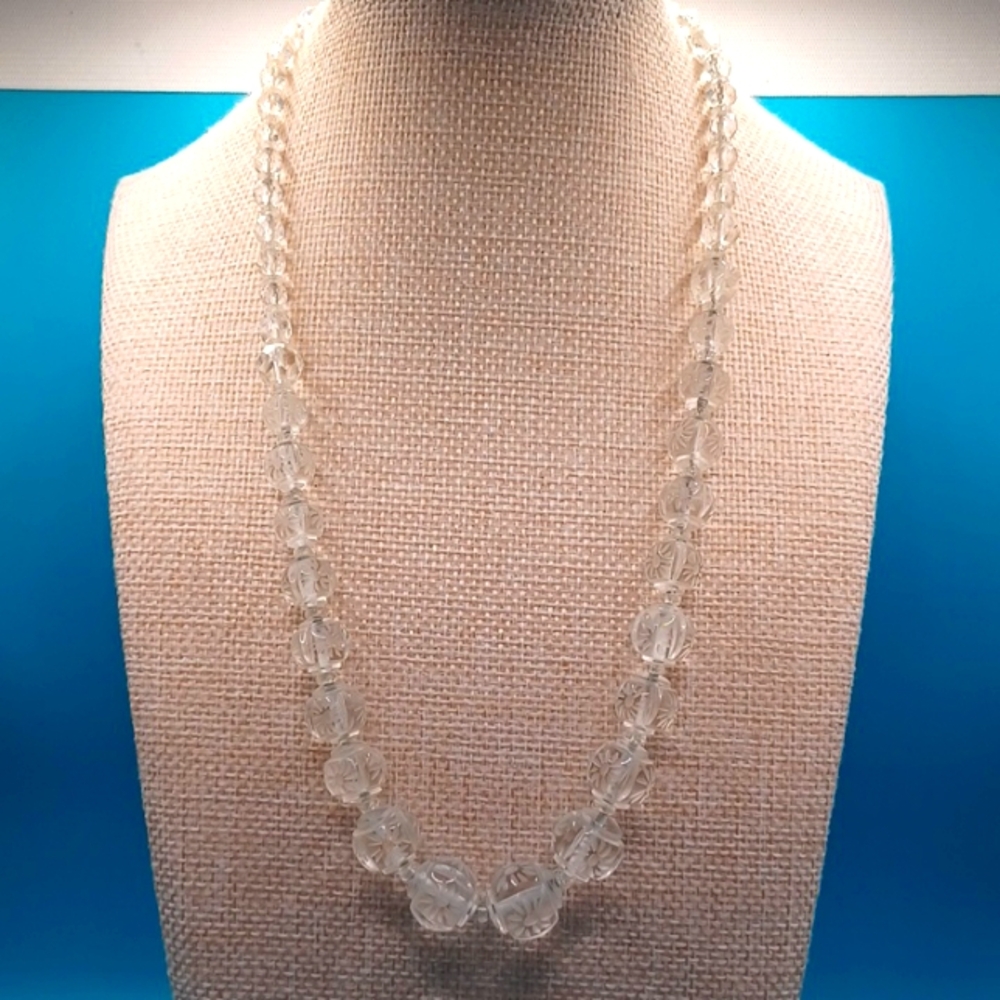 Clear Quartz Carved Beaded Necklace - Picture 6 of 7
